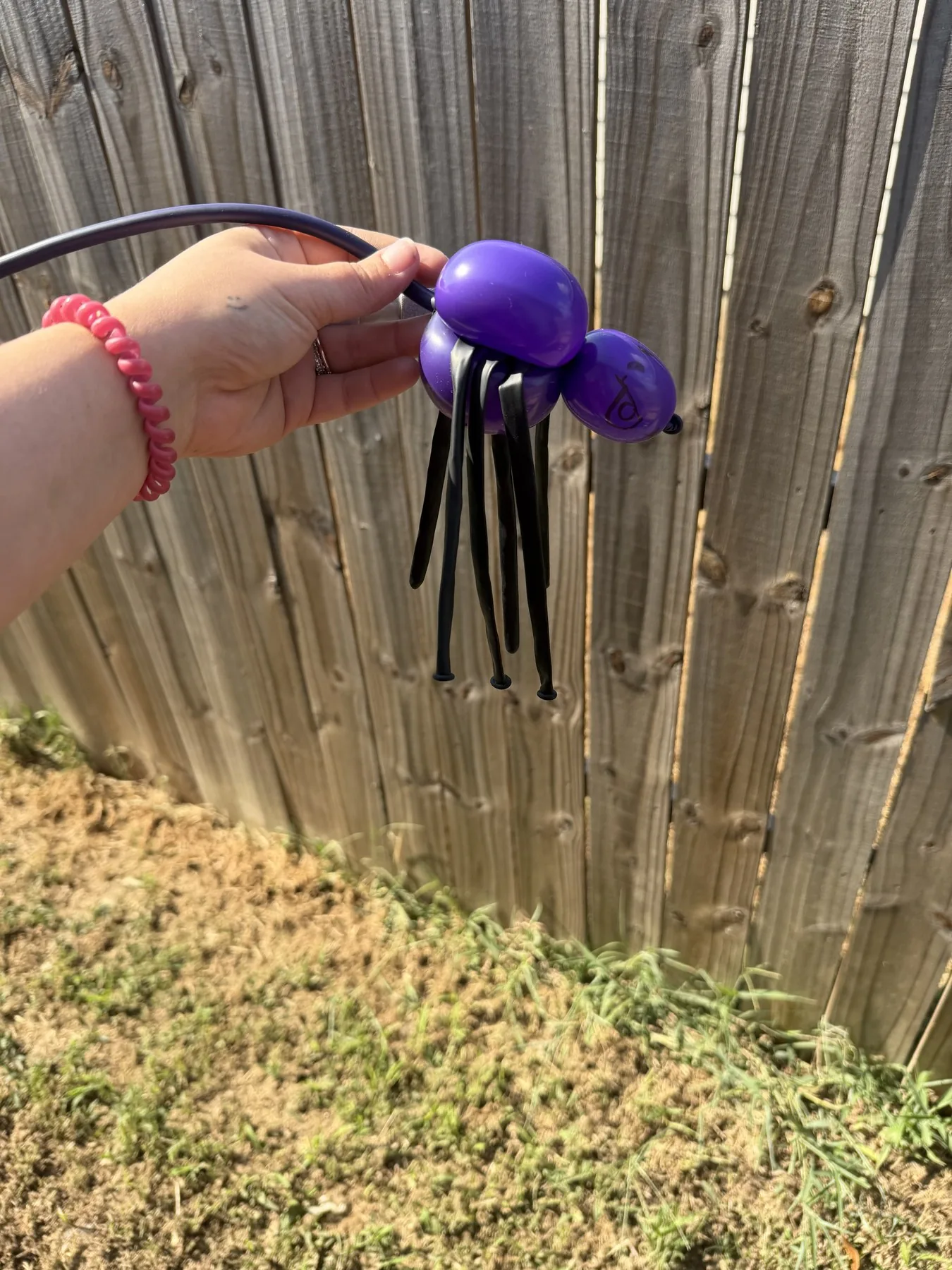 Purple and black balloon spider for a Halloween party