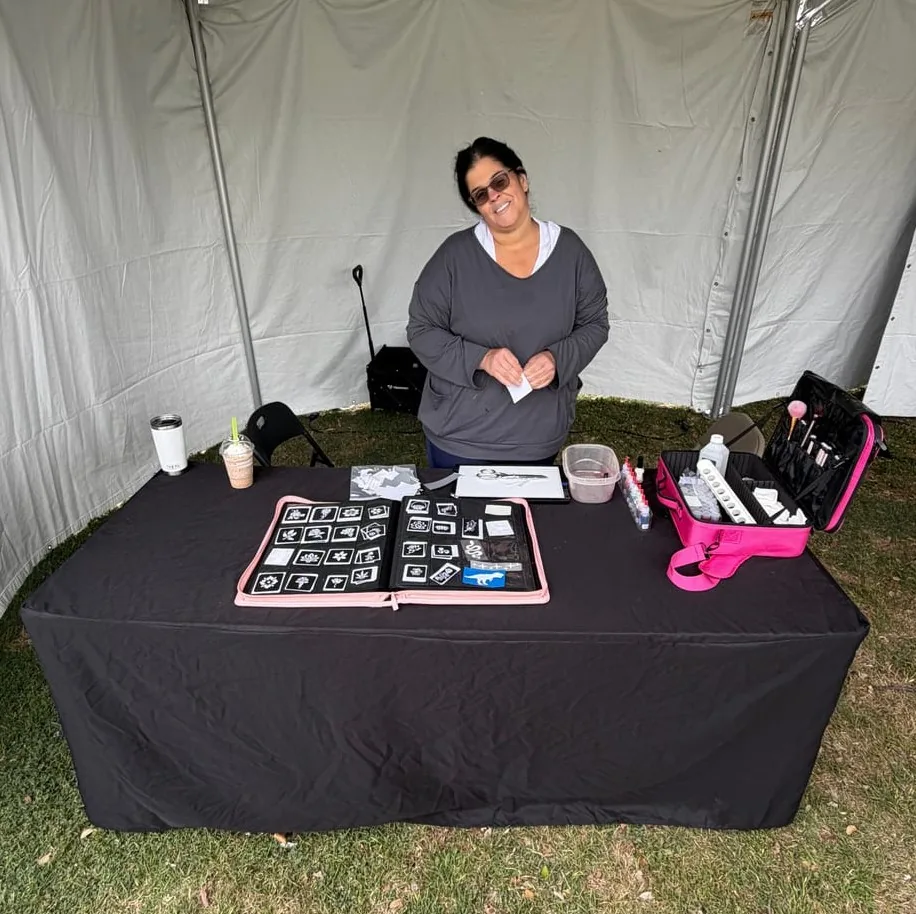 Poppin' Partiez glitter tattoo artist and event station